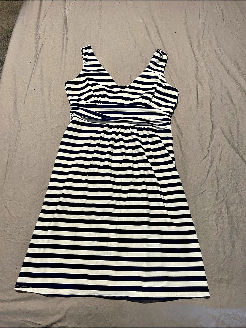 Jude Connally Brittany Dress Striped Midi Blue & White Medium